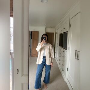 J.Crew Giselle Gold Buttons Sweater Cardigan Merino Wool Blend Cream